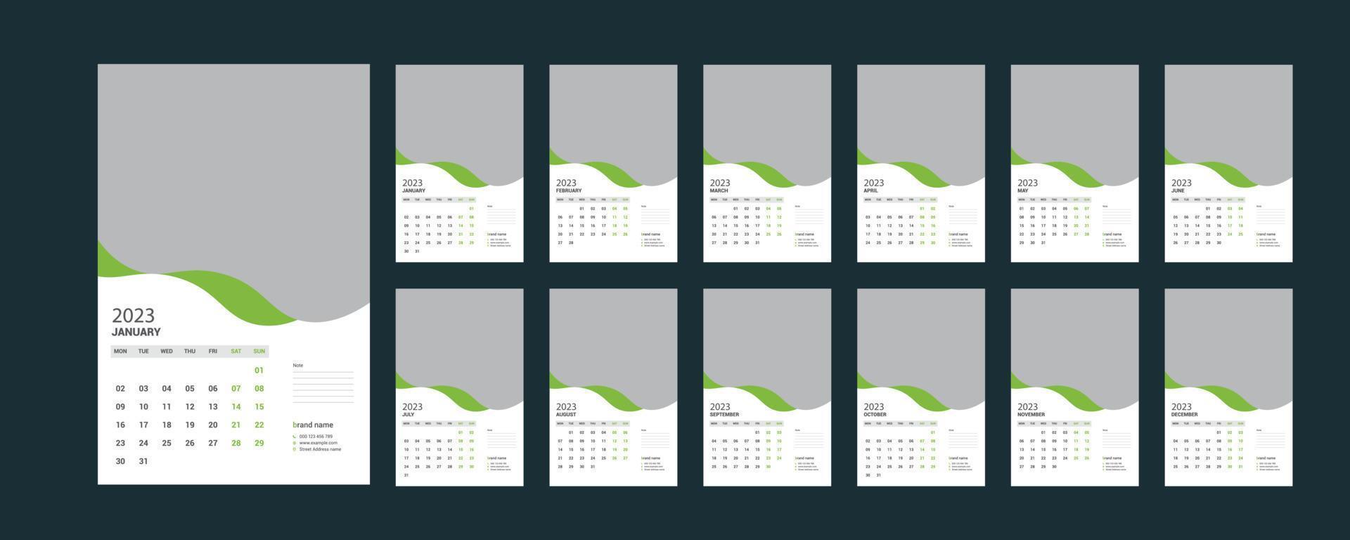 calendário de parede 2023 vetor