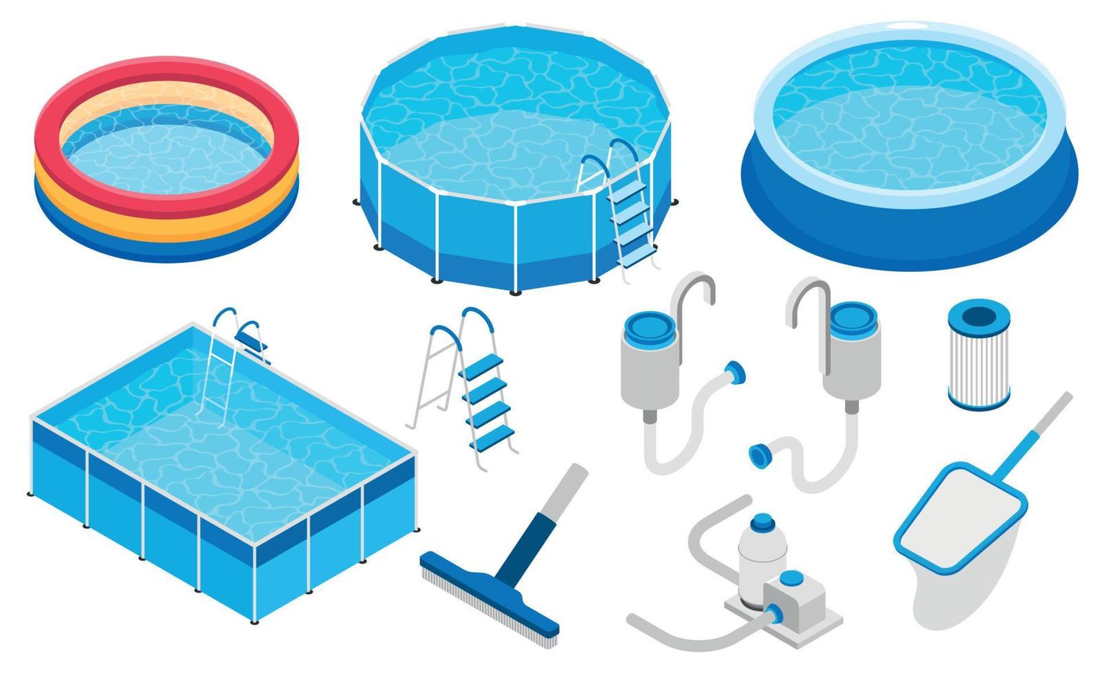 conjunto de ícones de piscina de verão vetor