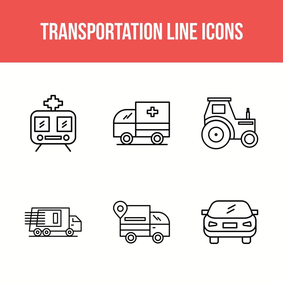 ícones de linha de transporte vetor