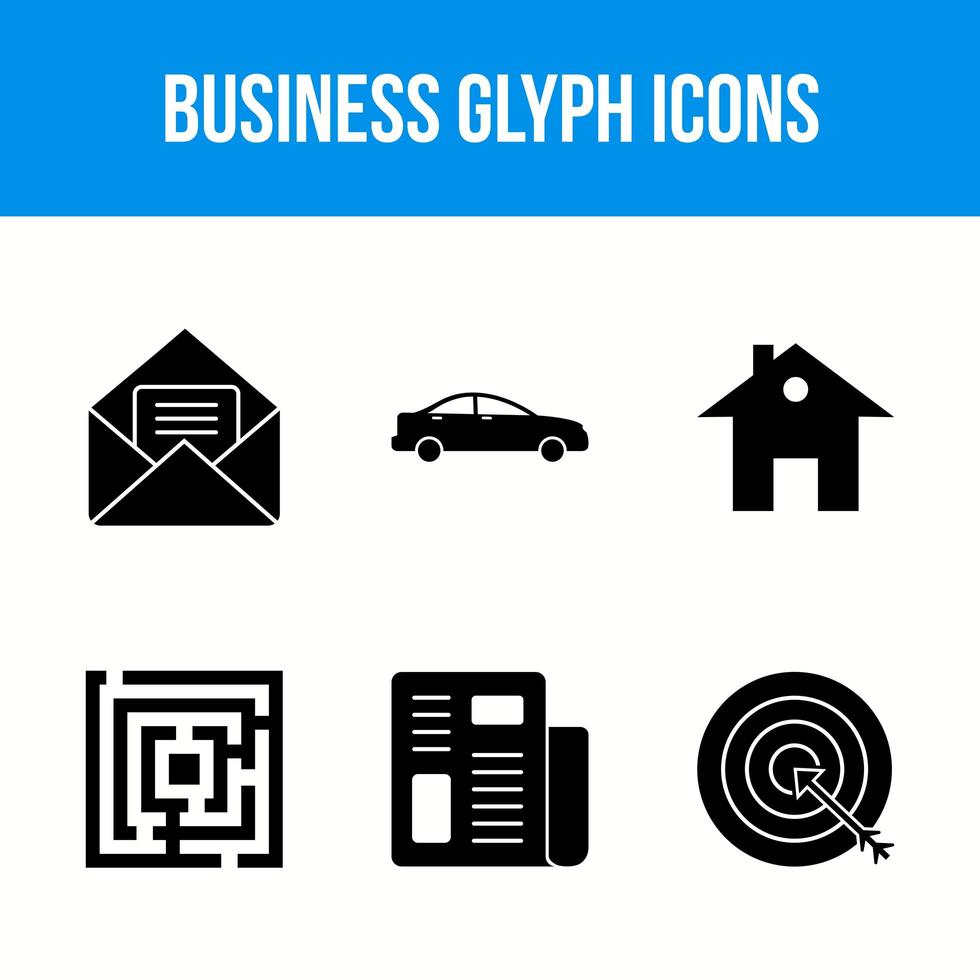 conjunto de ícones de glifo de negócios vetor