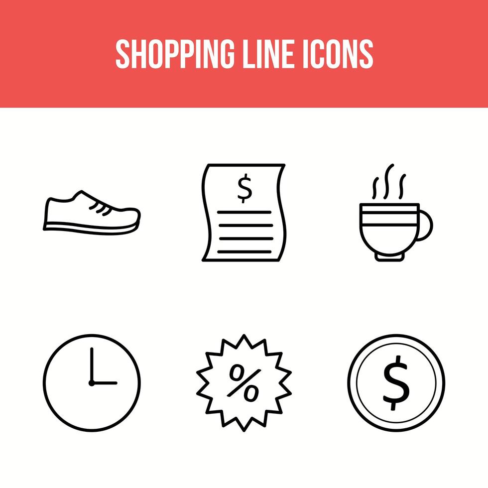 seis conjuntos de ícones de linha de compras e negócios vetor