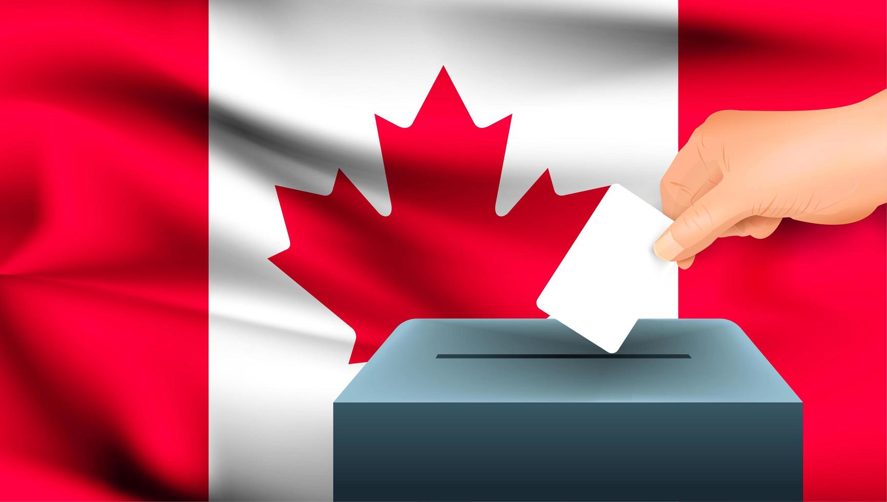 mão colocando a cédula na urna com a bandeira canadense vetor