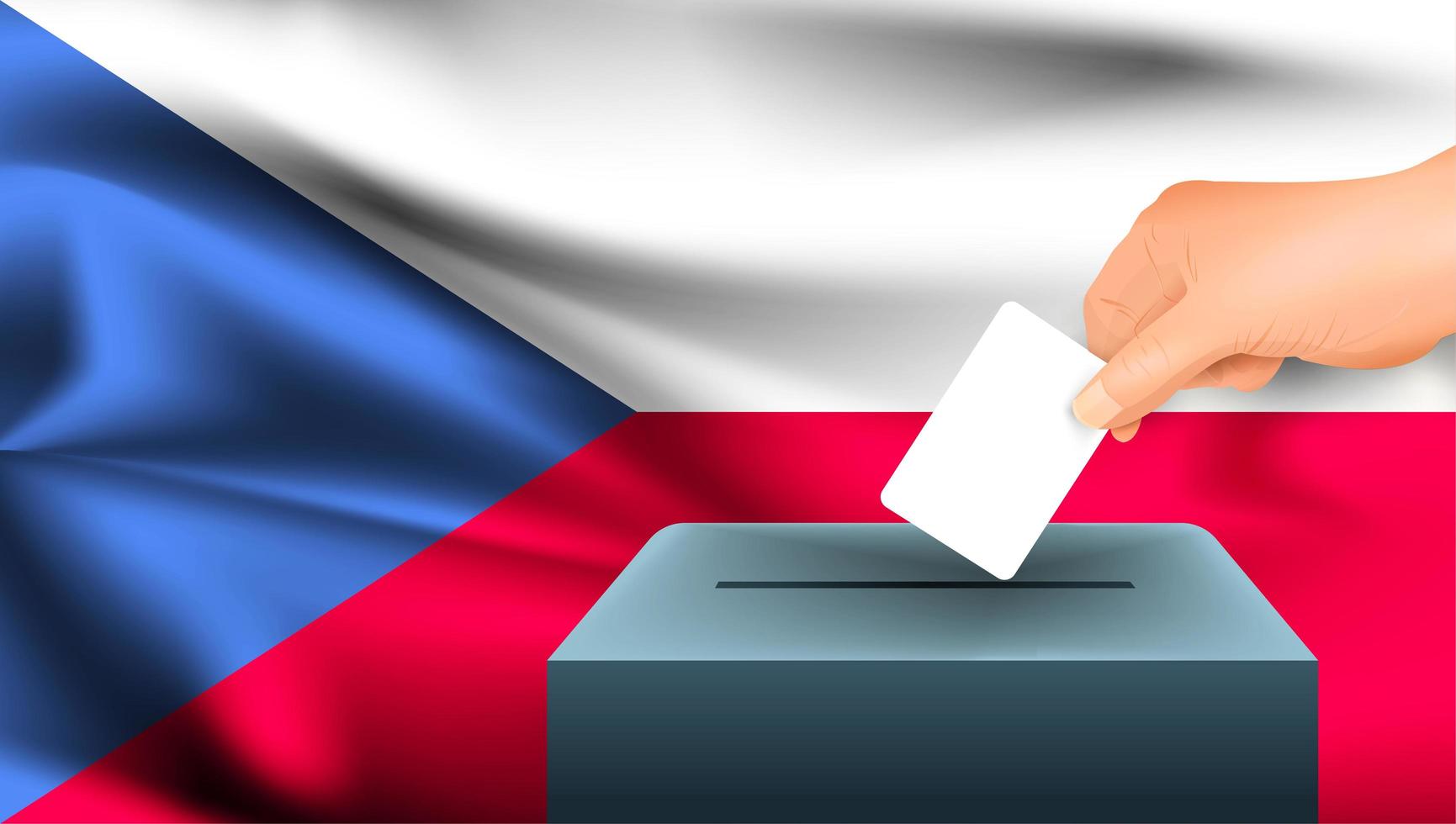 mão colocando a cédula na urna com a bandeira da república checa vetor