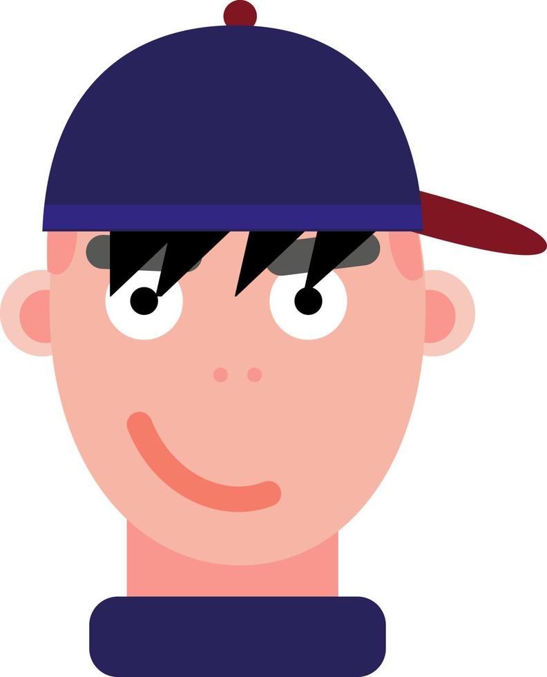 menino cabeça dura com chapéu, ilustração, vetor em um fundo branco.