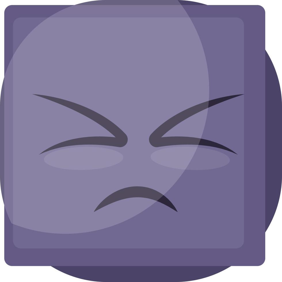ilustração vetorial de rosto emoji roxo claro quadrado com raiva em um fundo branco vetor