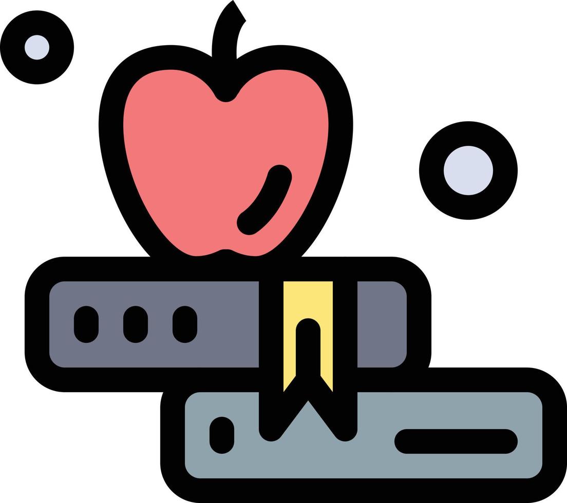 modelo de banner de ícone de vetor de ícone de cor plana de educação de livro de maçã