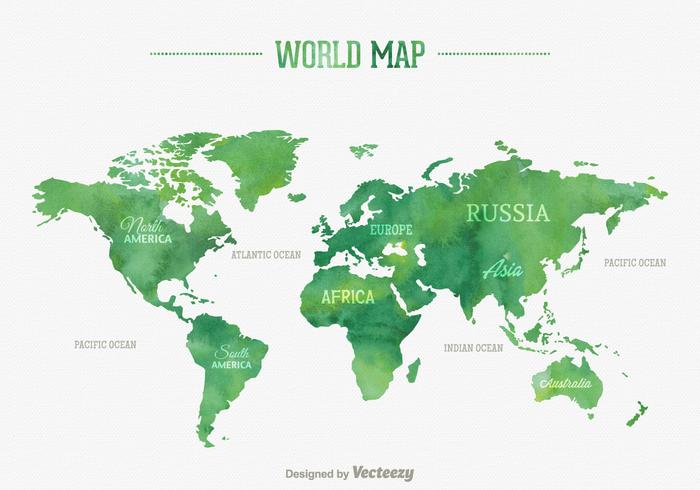Mapa do mundo aquarela do vetor