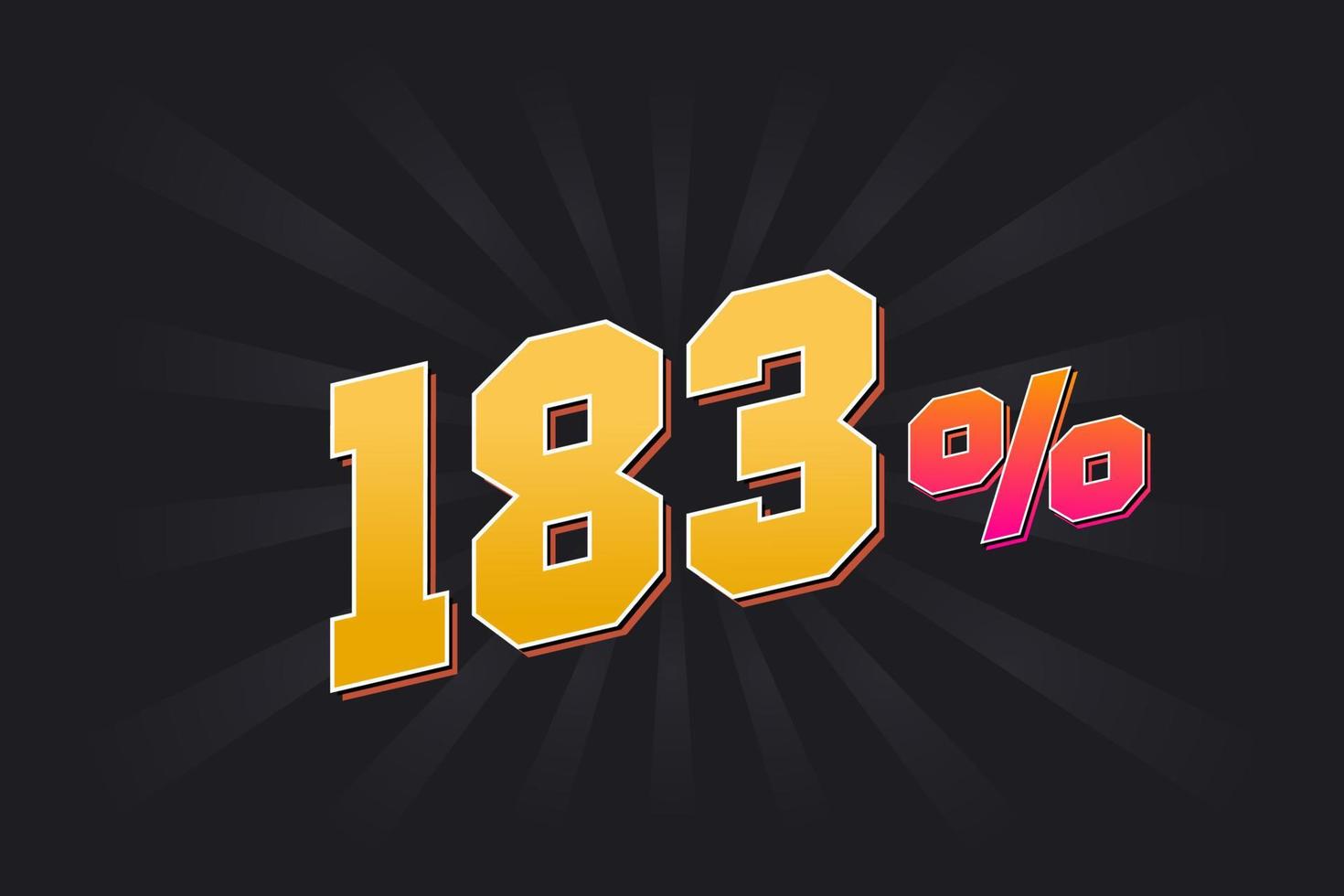 183 banner de desconto com fundo escuro e texto amarelo. 183 por cento de design promocional de vendas. vetor