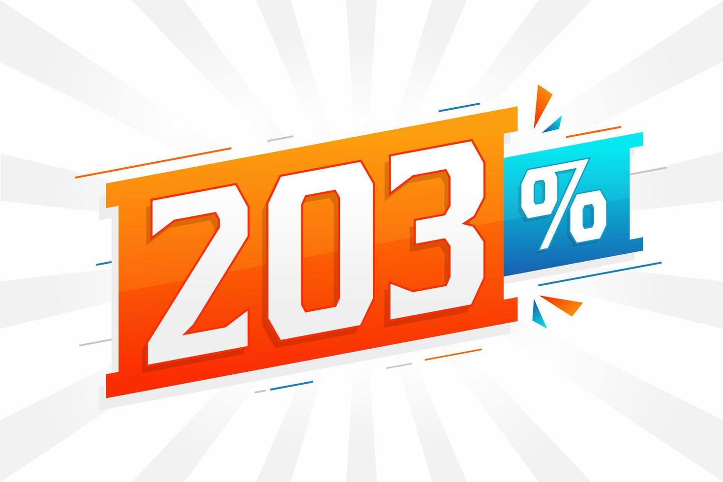 promoção de banner de marketing de desconto 203. 203 por cento de design promocional de vendas. vetor