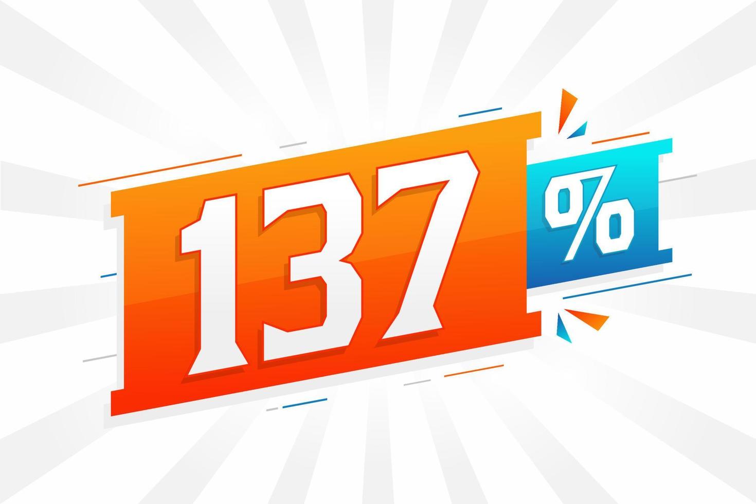 137 promoção de banner de marketing de desconto. 137 por cento de design promocional de vendas. vetor
