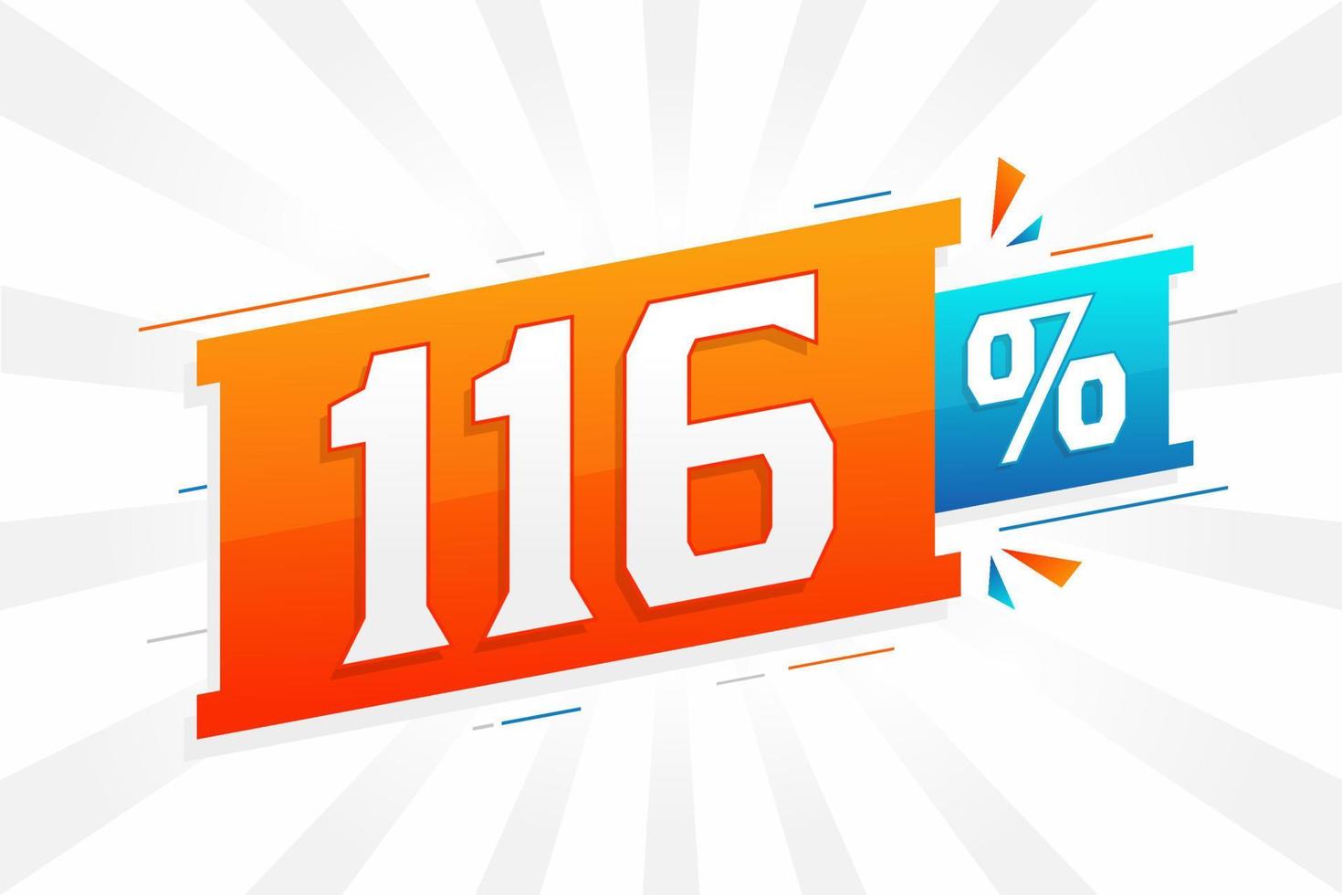 promoção de banner de marketing de 116 descontos. 116 por cento de design promocional de vendas. vetor