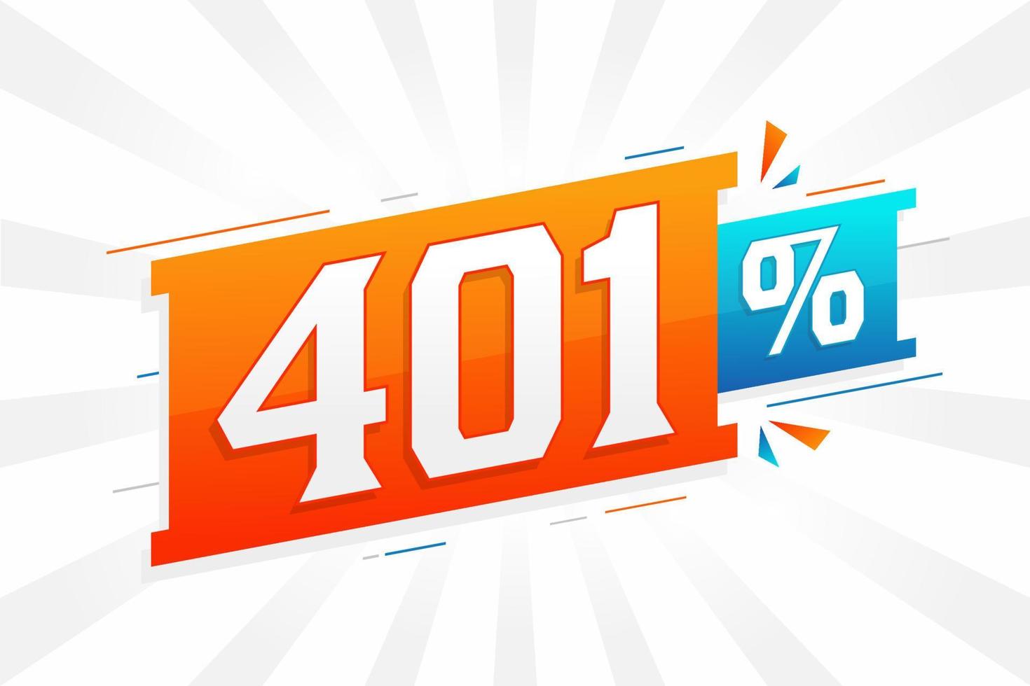 promoção de banner de marketing de desconto 401. 401 por cento de design promocional de vendas. vetor