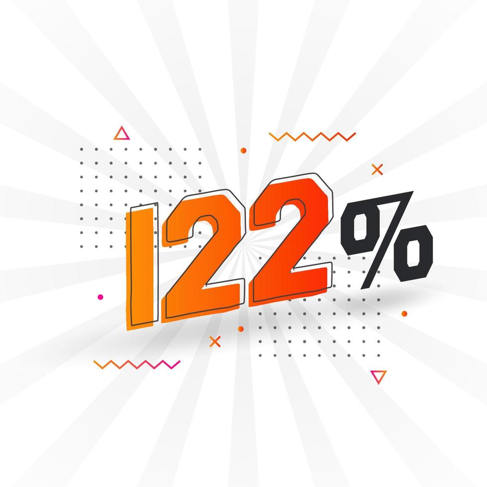 Promoção de banner de marketing de 122 descontos. 122 por cento de design promocional de vendas. vetor