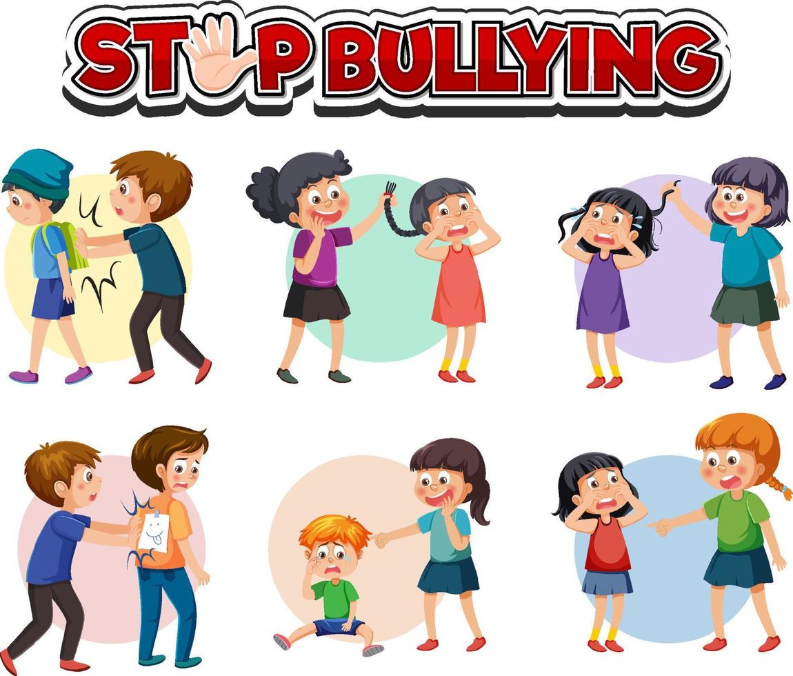 coleção de personagens de bullying para crianças vetor