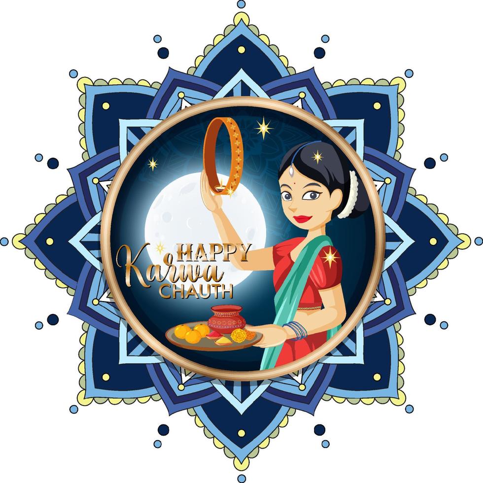 design de banner feliz karva chauth vetor