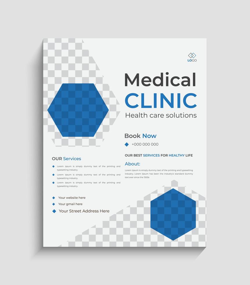 modelos de design de folheto médico em tamanho a4, design de folheto saudável vetor