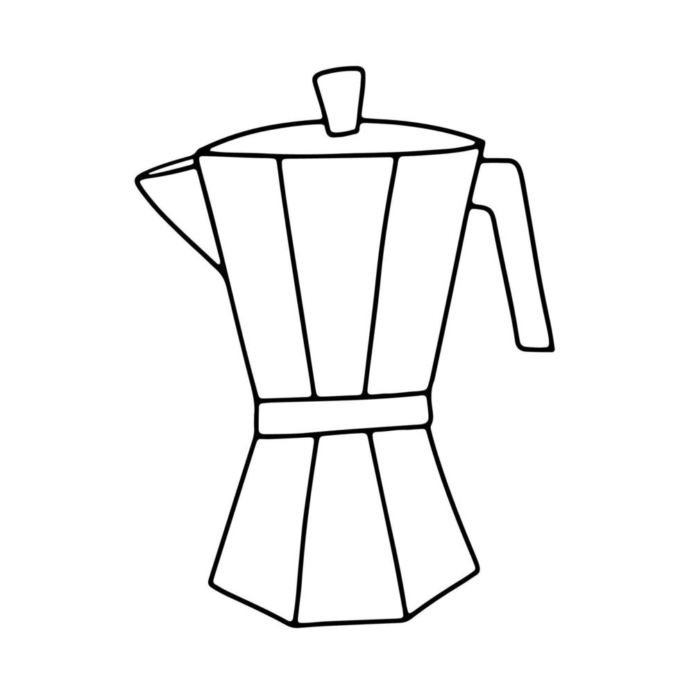 ilustração de doodle bonito de cafeteira desenhada de mão isolada em branco vetor