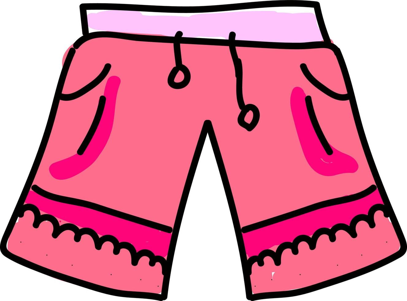 shorts de mulher rosa, ilustração, vetor em fundo branco.