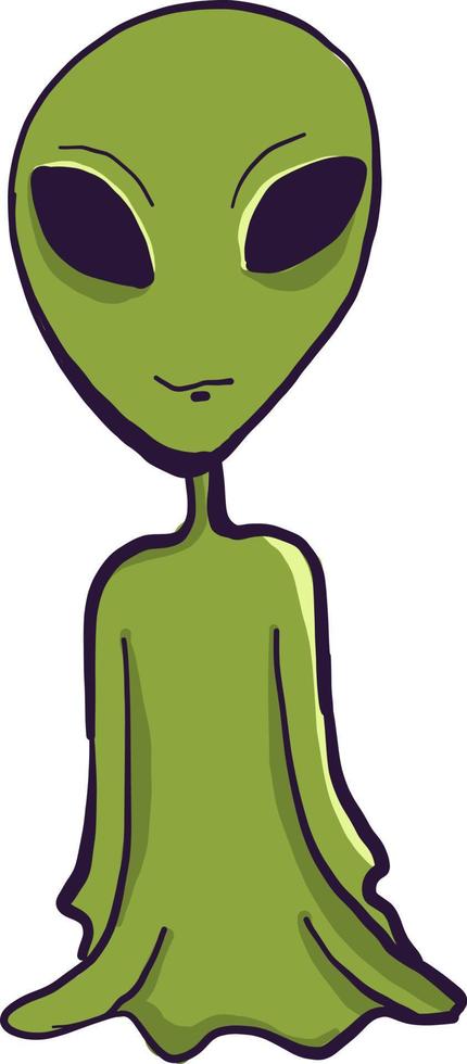grande alienígena verde, ilustração, vetor em fundo branco