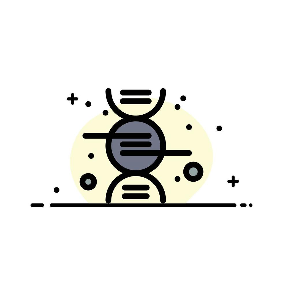 modelo de banner de vetor de ícone cheio de linha plana de negócios de ciência de pesquisa de dna