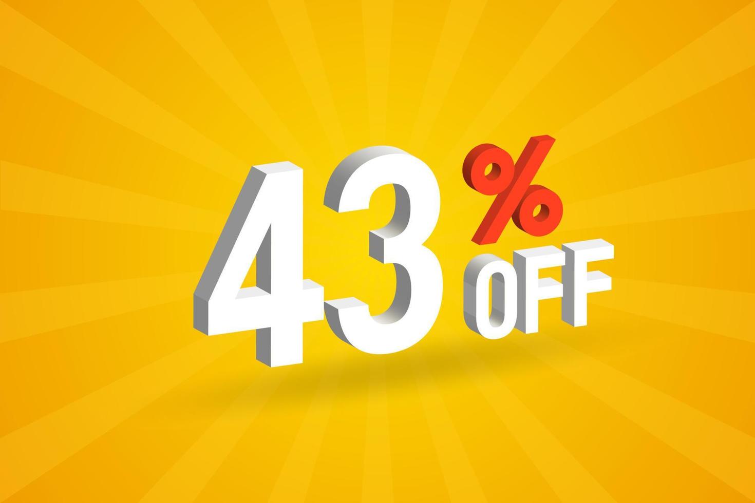 43% de desconto no design de campanha promocional especial 3D. 43 off oferta de desconto 3d para venda e marketing. vetor