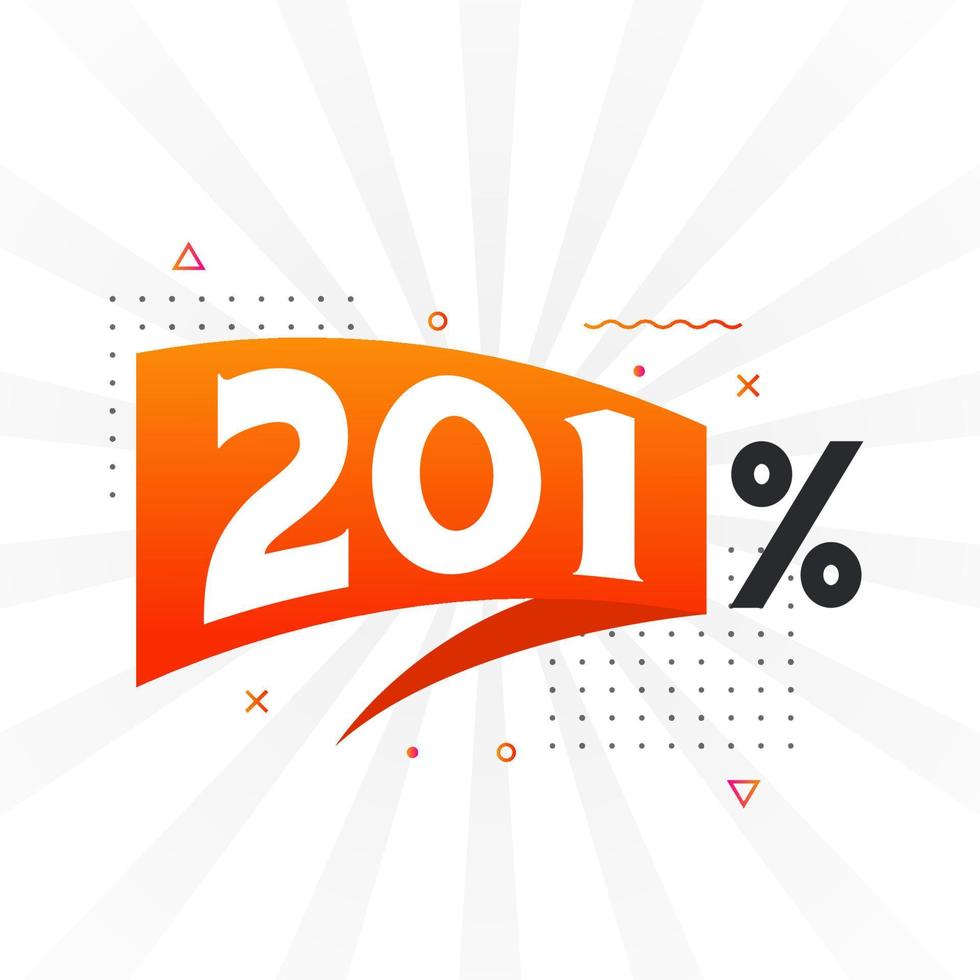 promoção de banner de marketing de 201 descontos. 201 por cento de design promocional de vendas. vetor