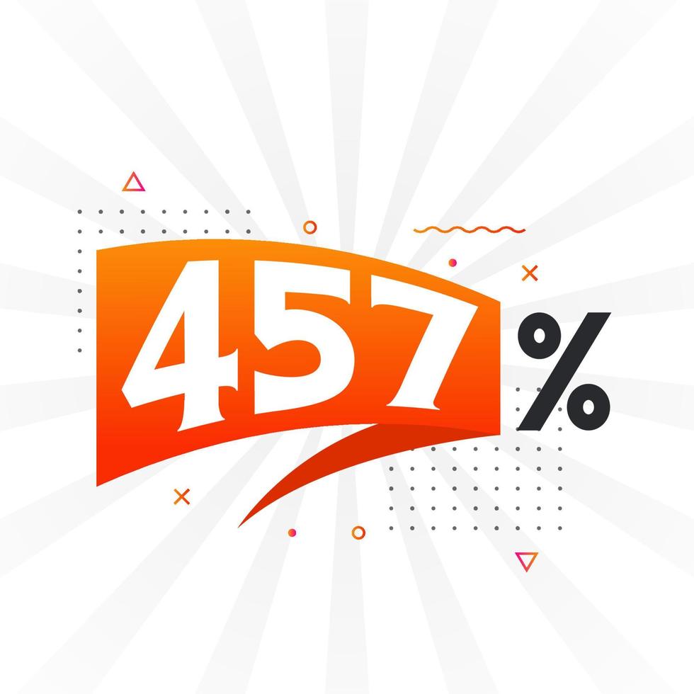 promoção de banner de marketing de 457 descontos. 457 por cento de design promocional de vendas. vetor