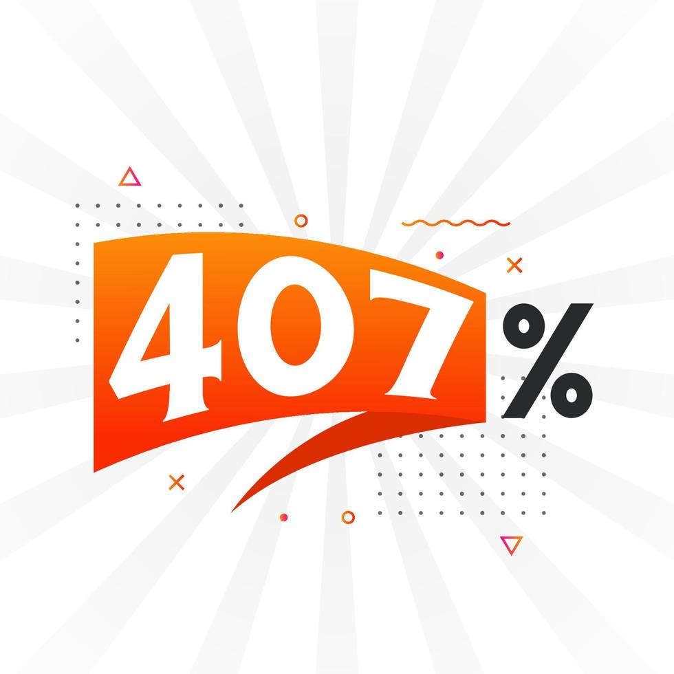 promoção de banner de marketing de desconto 407. 407 por cento de design promocional de vendas. vetor