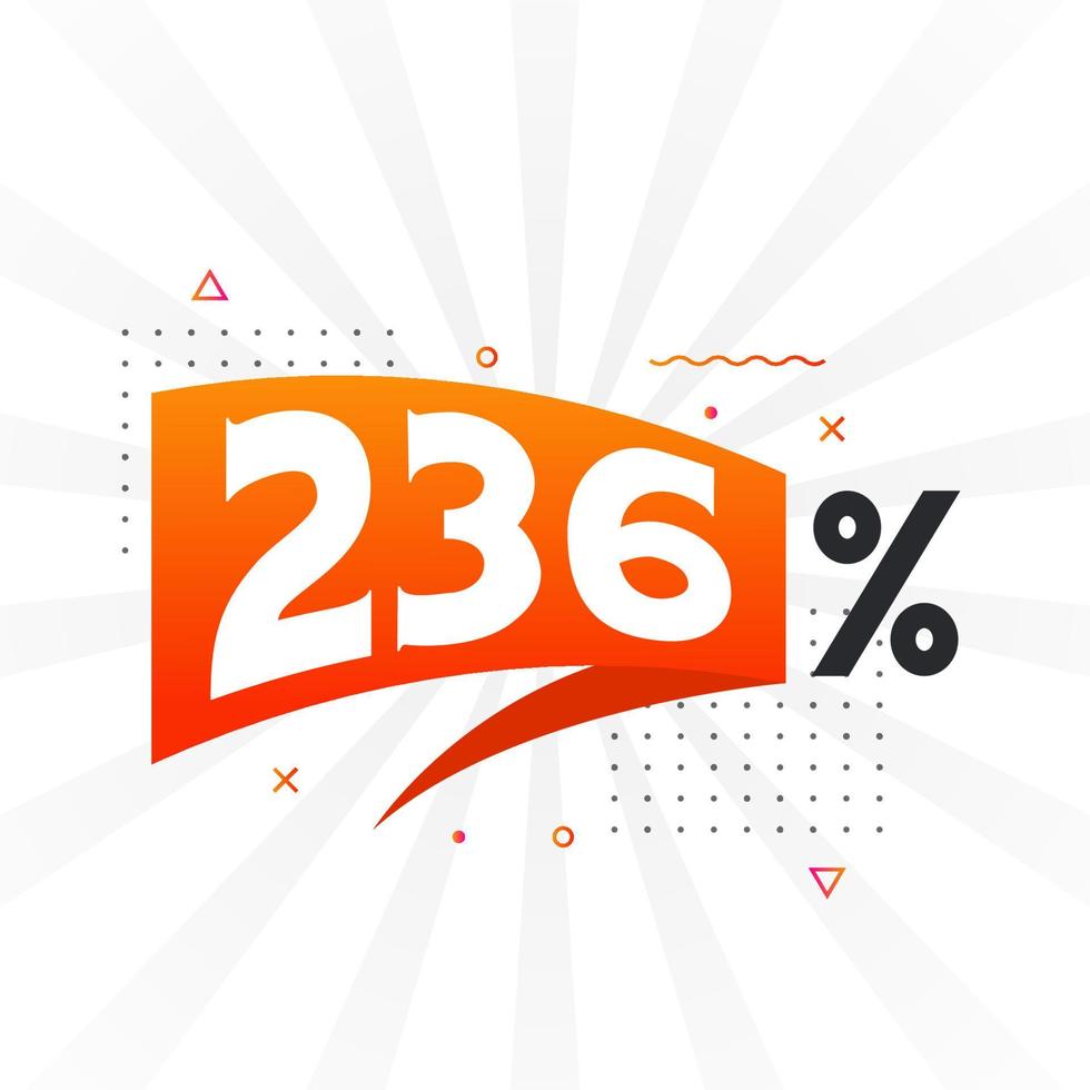 promoção de banner de marketing de 236 descontos. 236 por cento de design promocional de vendas. vetor