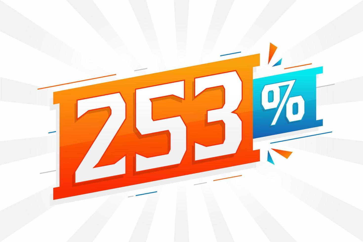 253 desconto promoção de banner de marketing. 253 por cento de design promocional de vendas. vetor