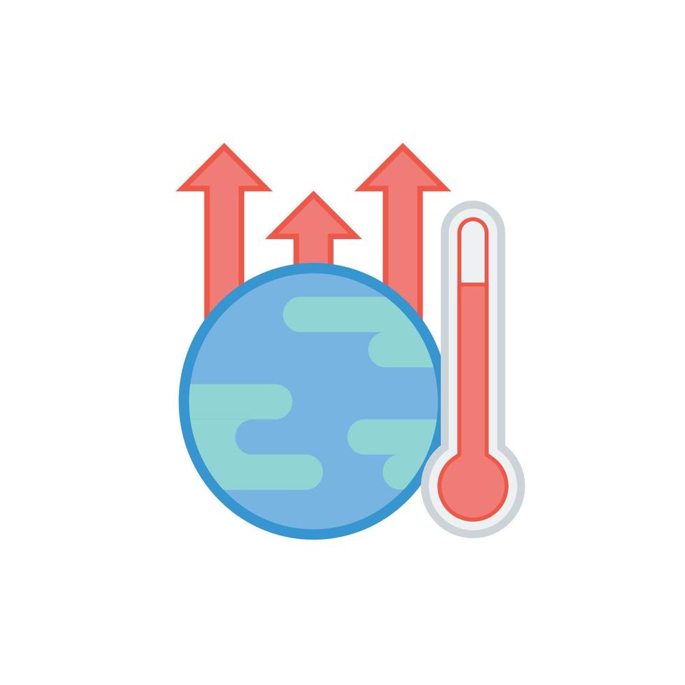 ícone de aumento de temperatura global isolado no fundo branco vetor