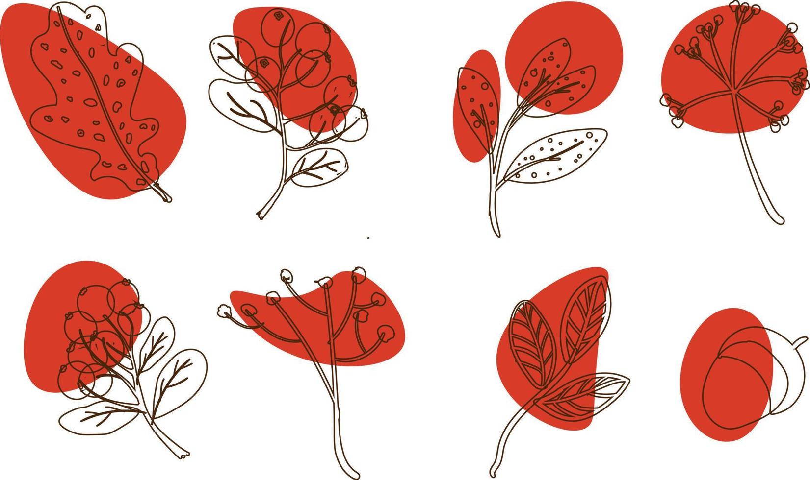 conjunto de vetores de elemento floral outono doodle