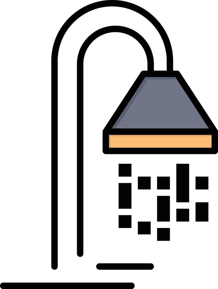 modelo de banner de ícone de vetor de ícone de cor plana de chuveiro de serviço de hotel de banheiro