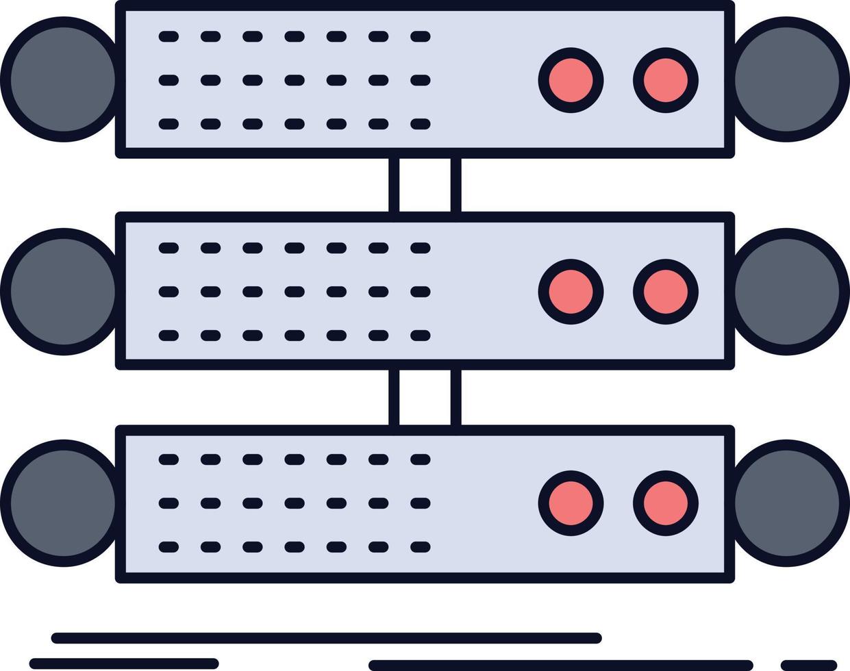 vetor de ícone de cor plana de dados de rack de estrutura de servidor