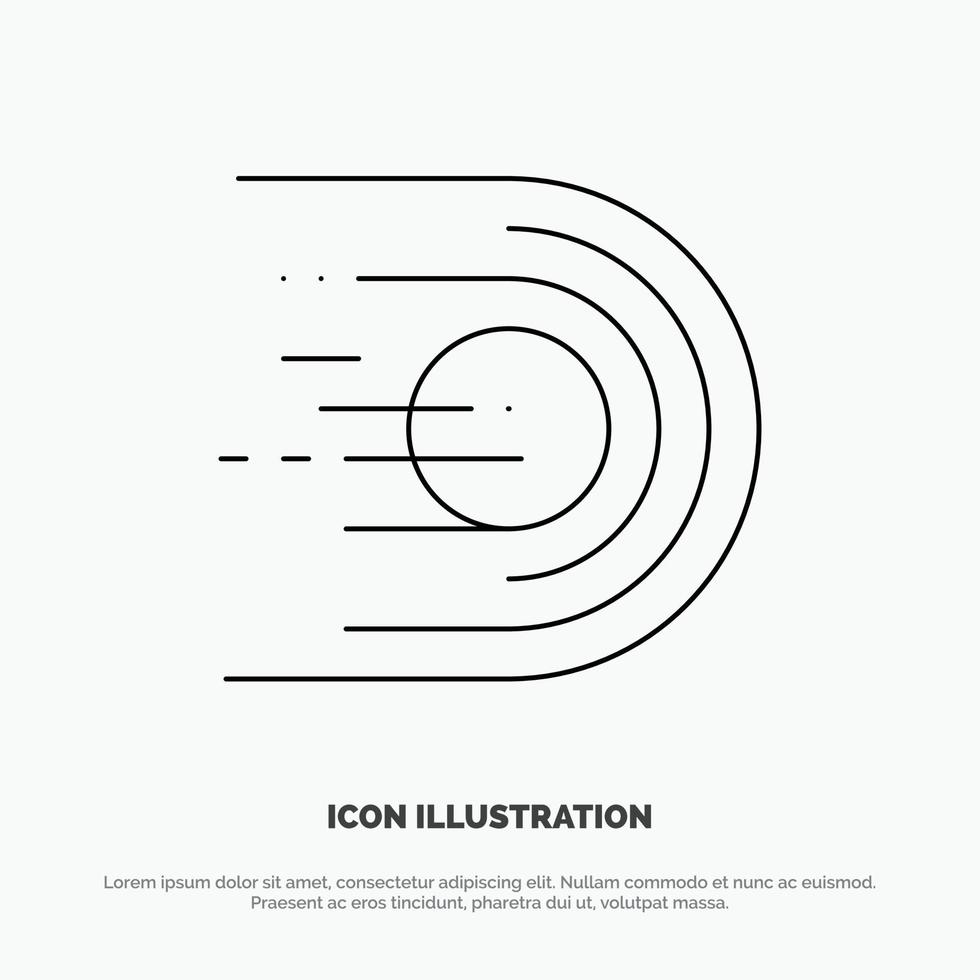 vetor de ícone de linha de espaço de luz de voo de asteroide cometa