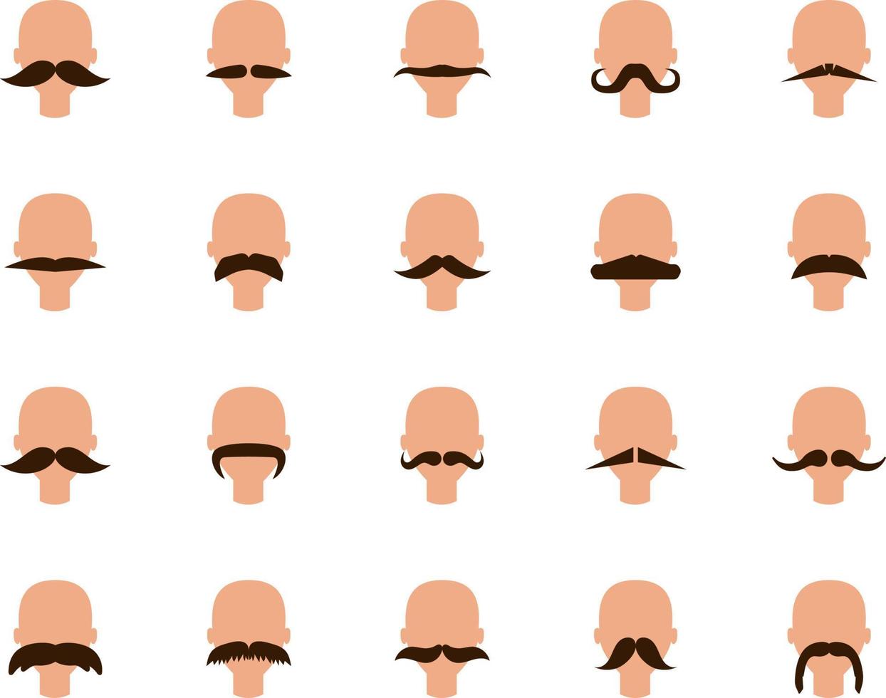 tipos de bigode, ilustração, vetor, em um fundo branco. vetor