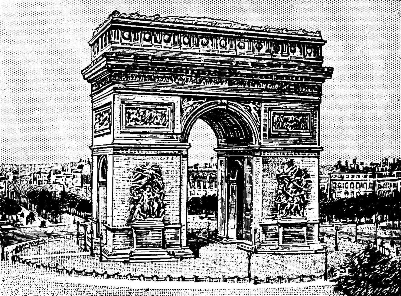 arco do triunfo de l'etolile, ilustração vintage vetor