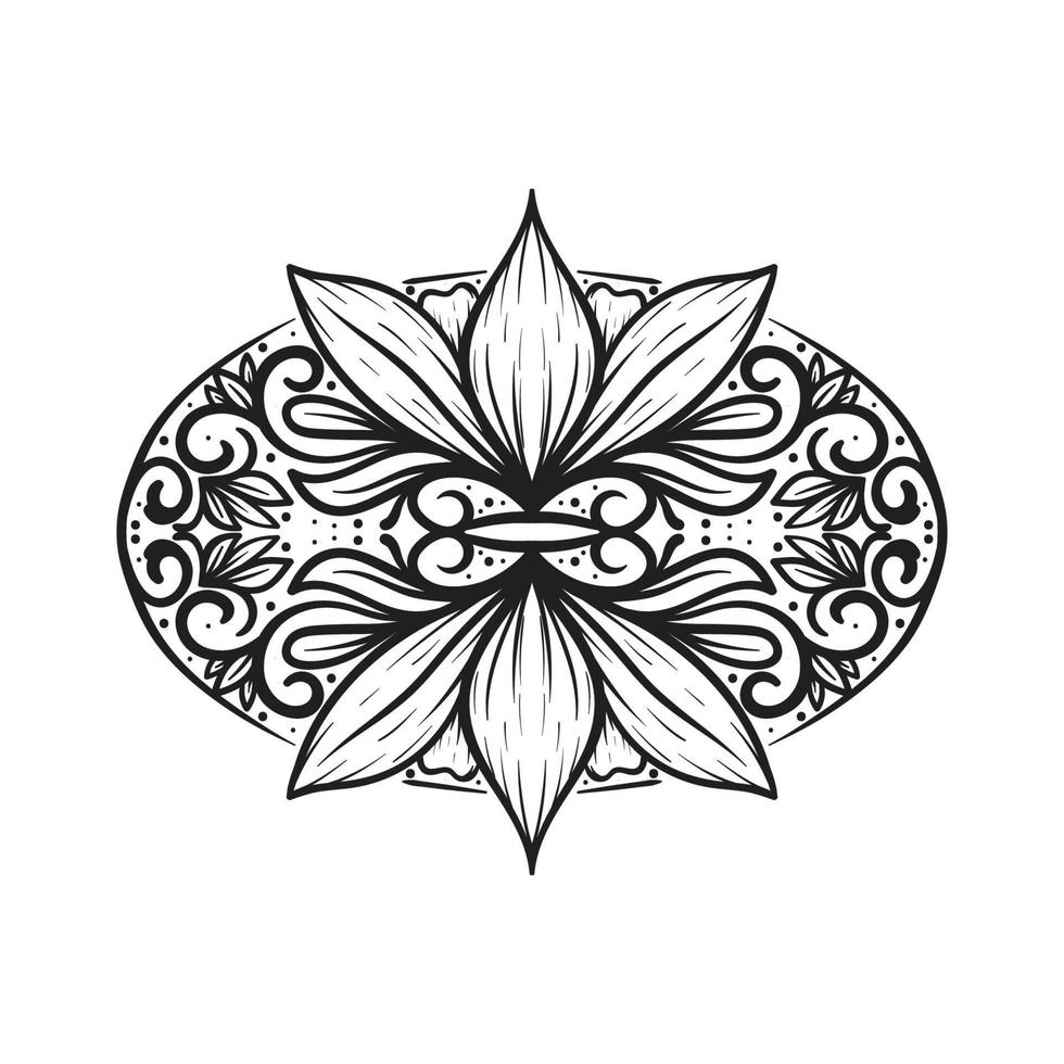 Teste padrão de flor de lótus mehndi para desenho e tatuagem de henna. decoração em estilo étnico oriental, indiano. vetor