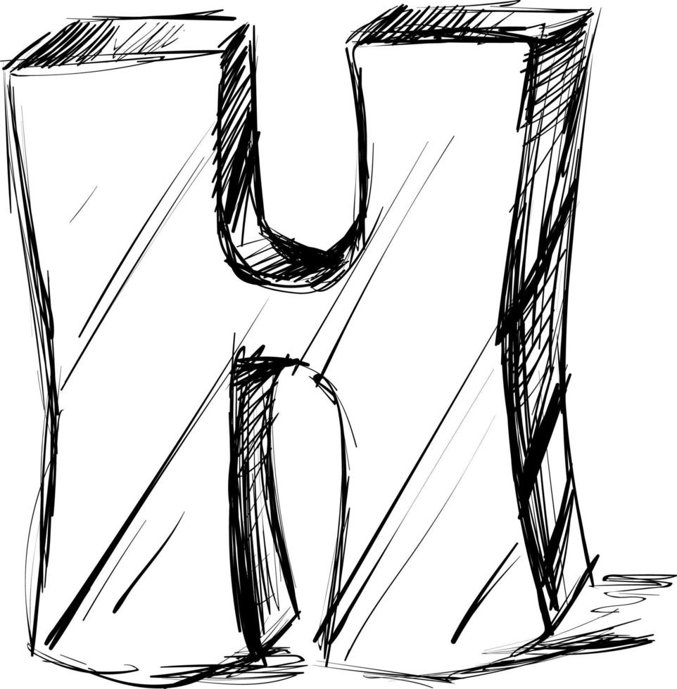 letra h, ilustração, vetor em fundo branco.