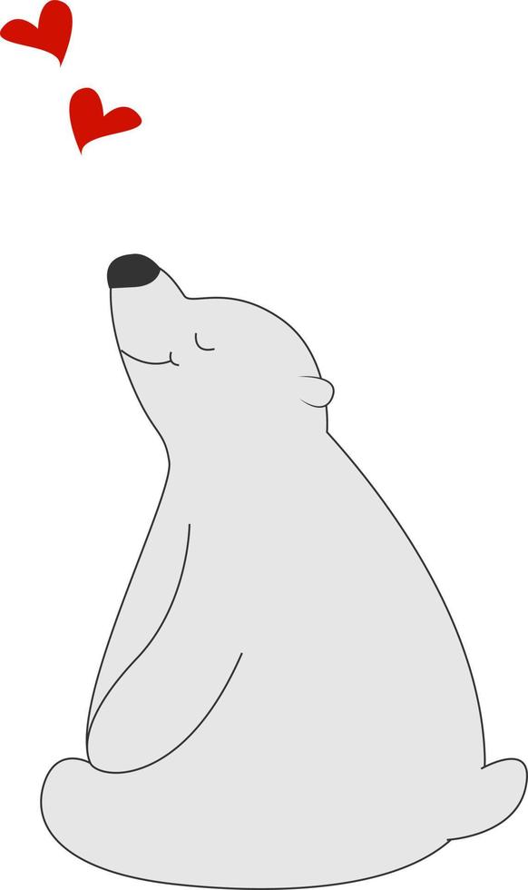 urso polar apaixonado, ilustração, vetor em fundo branco.
