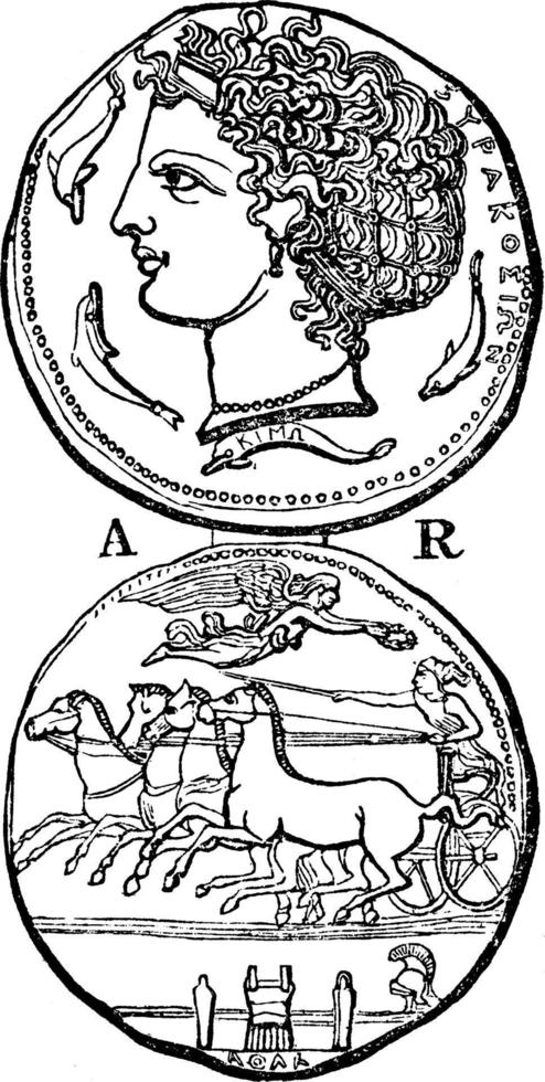 Siracusa, moeda de ilustração vintage. vetor