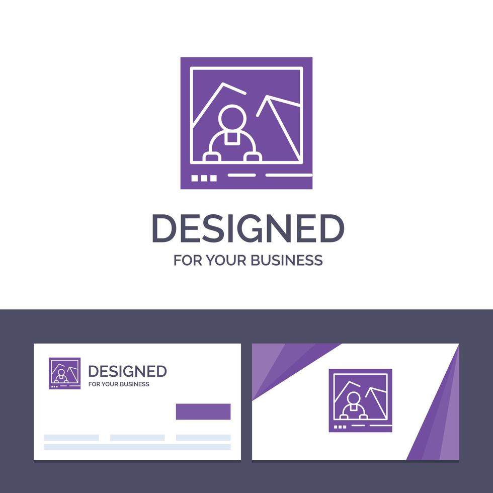cartão de visita criativo e modelo de logotipo imagem imagem marco foto ilustração vetorial vetor