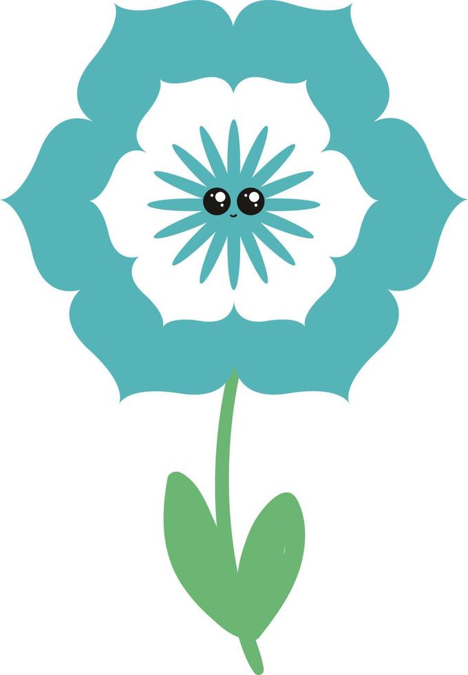 flor azul, ilustração, vetor em fundo branco.