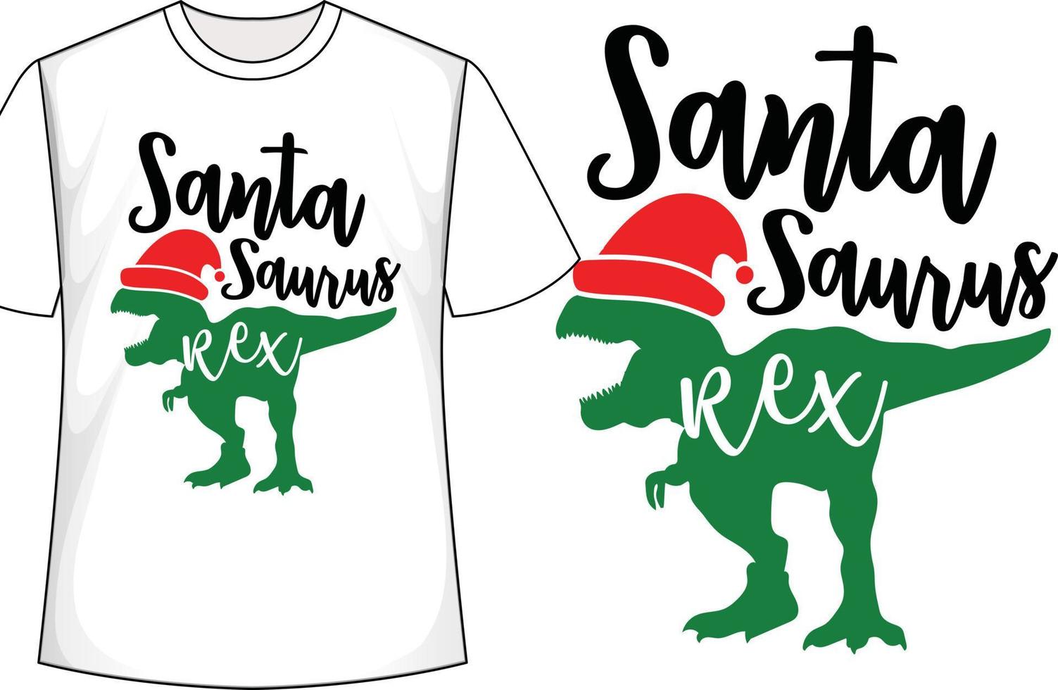 design de camiseta de natal santa saurus rex vetor