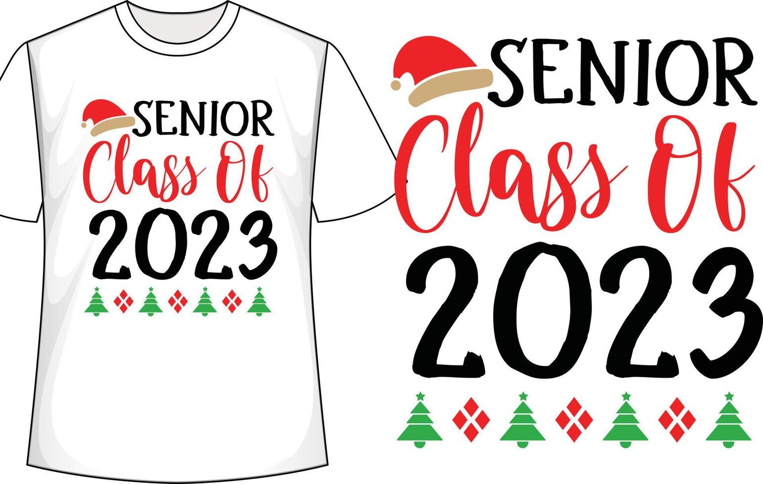 classe sênior de 2023 design de camiseta de natal vetor