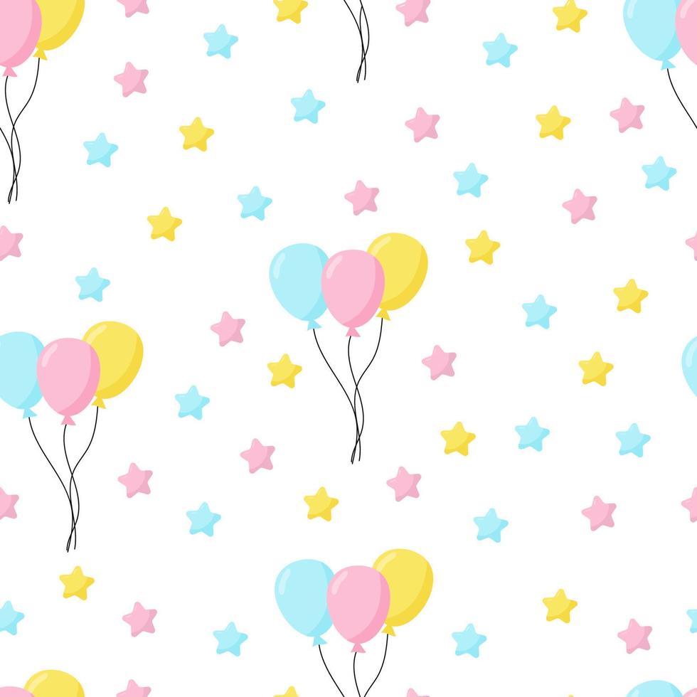 fundo sem costura com balões de festa de cores diferentes, ideal para padrão sem emenda de vetor de balões de chuveiro de bebê. design para decoração de casa, têxtil, fundo branco