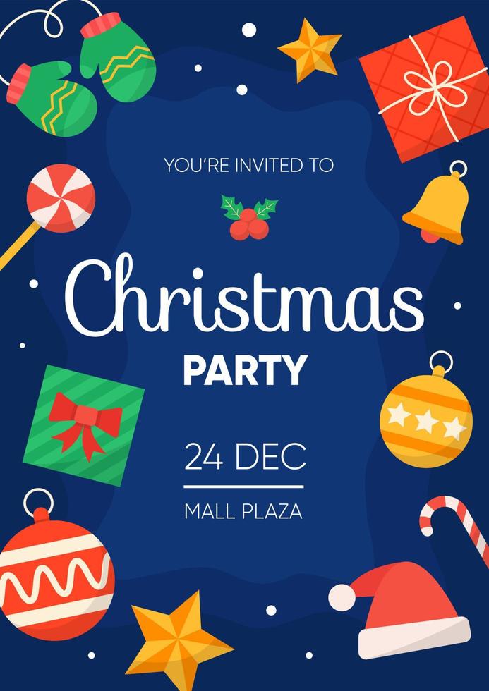 design de cartaz de convite de festa de natal vetor