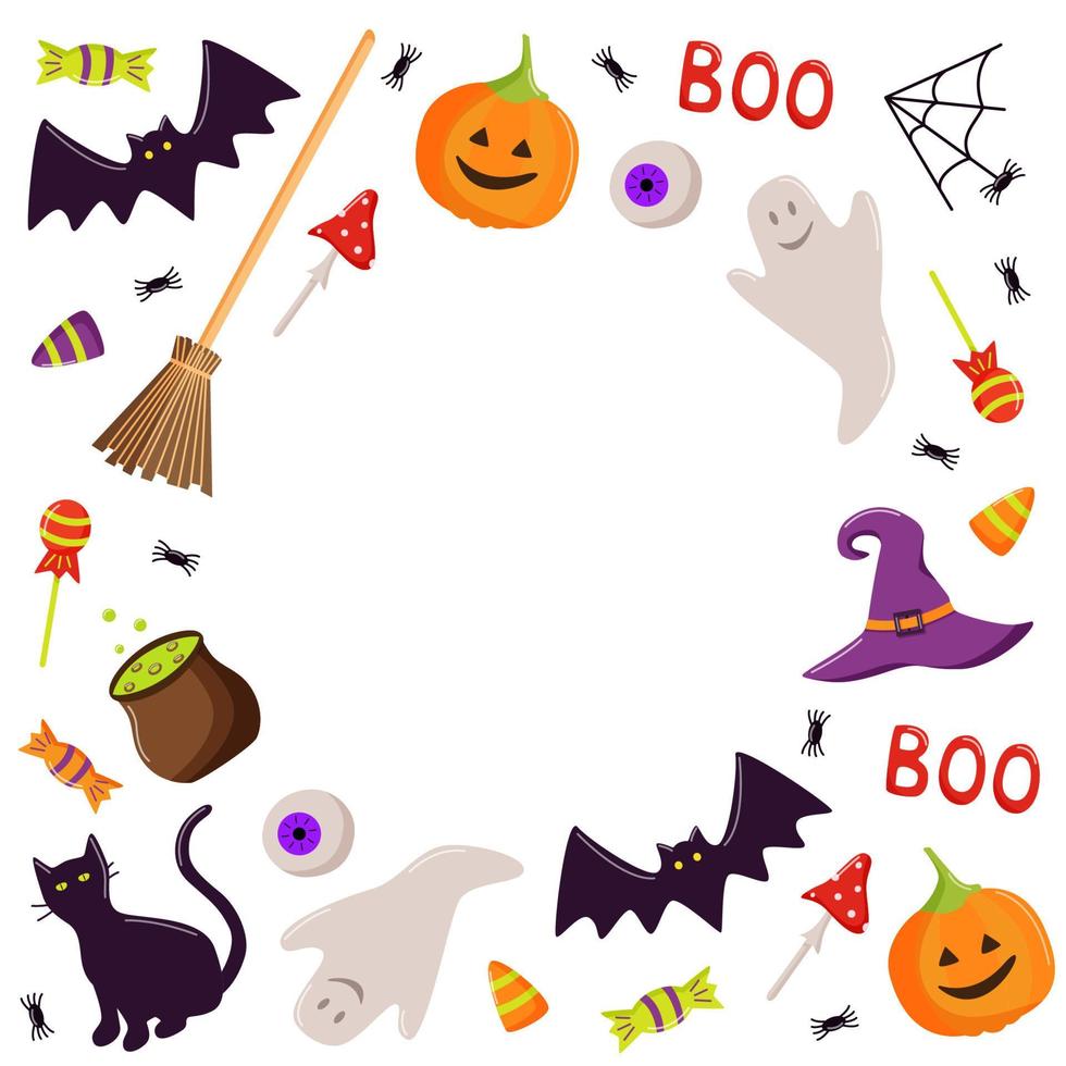 conjunto de doodle de vetor de clipart de halloween. um desenho de