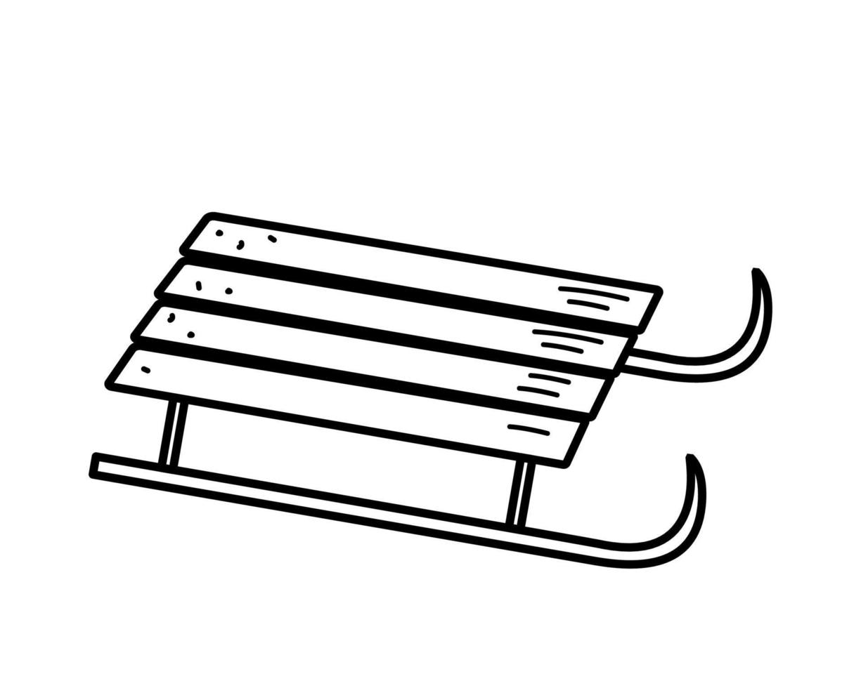 trenó de madeira retrô, ilustração vetorial dos desenhos animados do estilo doodle. isolado em branco vetor