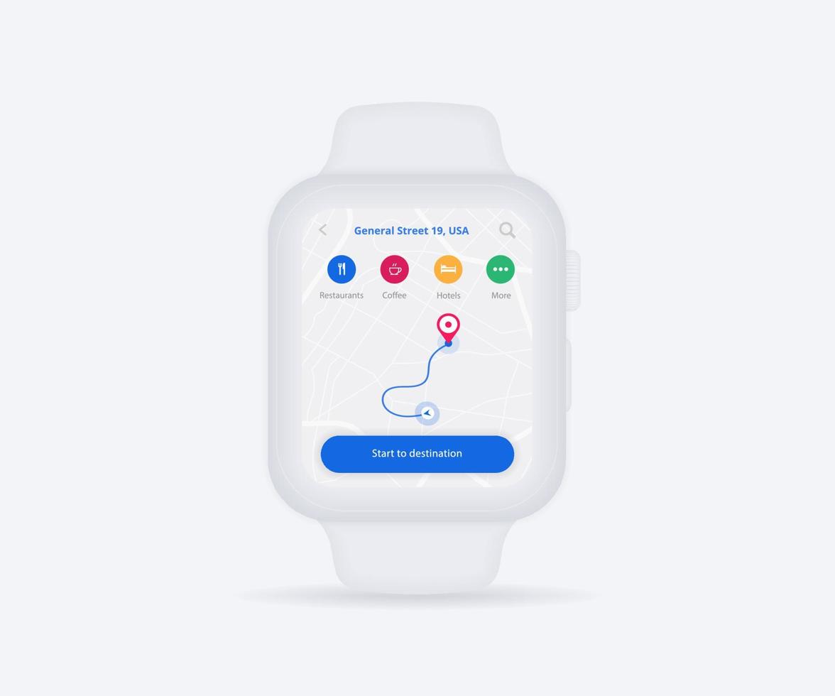 aplicativo de navegação gps de mapa de smartwatch ux conceito de